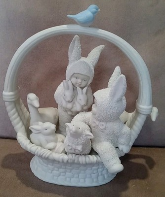 Dept 56 Springtime Stories   Snow Bunnies   A-Tisket Tasket Basket 8''x7'' (READ)