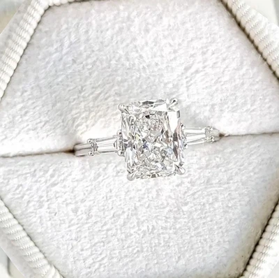 IGI Certified Lab Grown Diamond Wedding Ring 4.50 Ct Radiant Cut 18K White Gold - Image 1 of 4