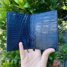 Real Blue Leather Card Holder Minimalist Credit Card Unisex Wallet Handmade