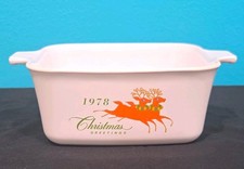 1978 CorningWare P-4-B Glass Casserole Dish, Christmas Greetings, Employee Gift