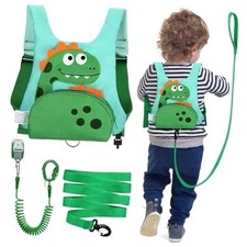 3 in 1 Toddler Harness Leash  8.2ft Anti Lost Wrist Link, Cute Dinosaur Green