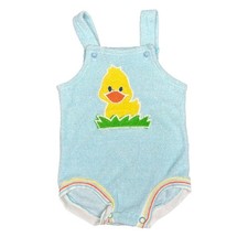 Vintage 70's Carter's Duck Bodysuit Blue Terry Terrycloth Baby Infant 6 Months