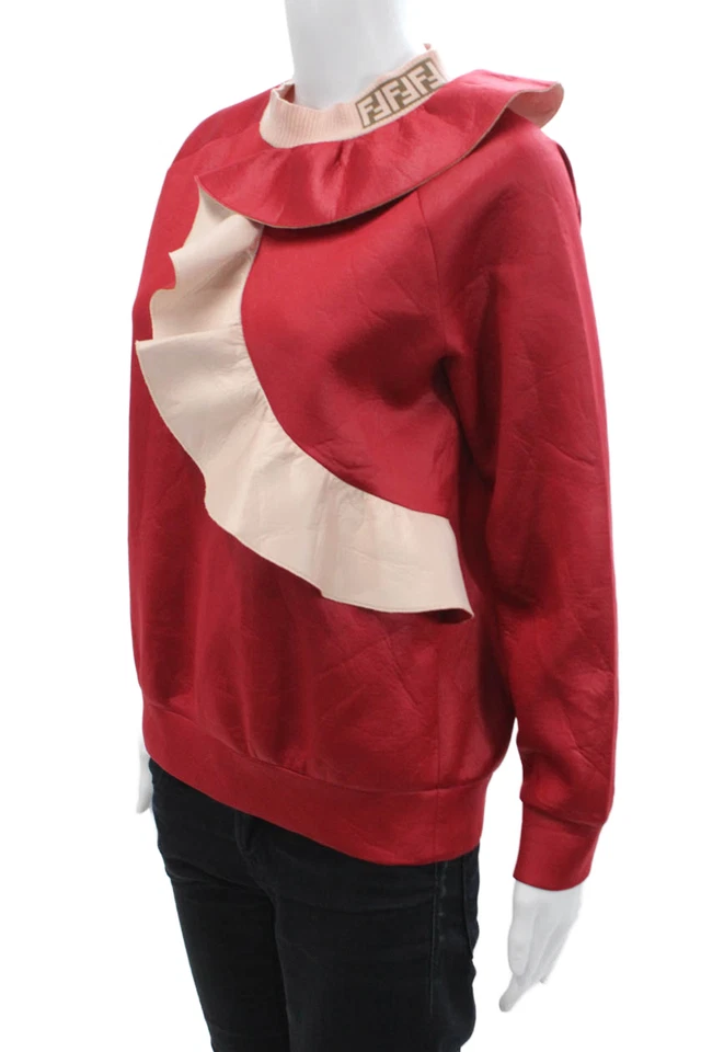 Sudadera Fendi Mujer Roja Cuello Simulado Manga Larga Poliéster Talla 12 Foto 2 de 4