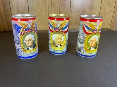 Flagstaff President Beer Cans Lot Of 3 Washington and Adams  '' Nice ''