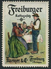 Germany Ad Cinderella Stamp Freiburger Coffee Additive Kuenzer & Co Black Forest