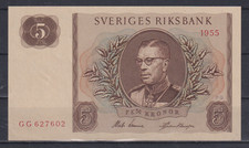 Sweden Banknote 5 kronor 1955 UNC & 457