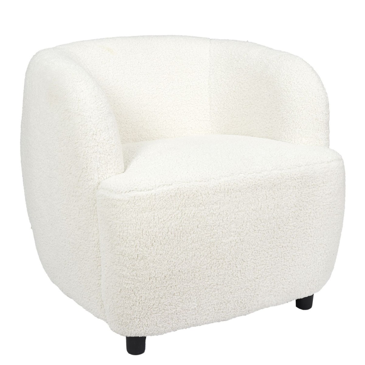 Fauteuil bouclette Shirley blanc 77cm chaise de salon moderne