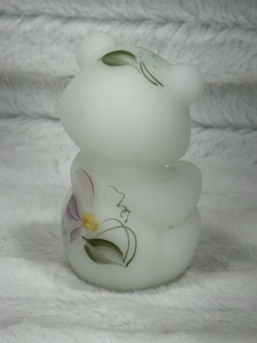 Fenton Glas Figur Tautropfen Bär Opal satiniert mit Kristallen handbemalt - Bild 3 von 5