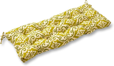 Outdoor 51X18-Inch Bench Cushion, Shoreham Green Ikat