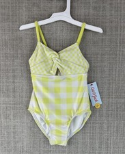 Cat  Jack One Piece Girls XS 4/5 Yellow Gingham Lined UV-Protection Stretch