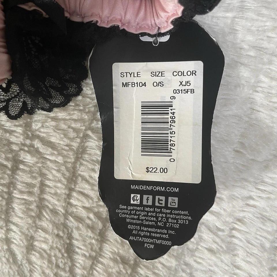 Maidenform Muslo Liguero Rosa Satinado Negro Encaje Lazo Talla Única Foto 2 de 3