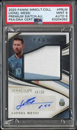 2020 Panini Immaculate Lionel Messi Premium Swatch Auto Material /25 PSA 9