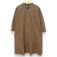 24SS MHL MARGARET HOWELL band collar long shirt dress size 0 brown Women USED
