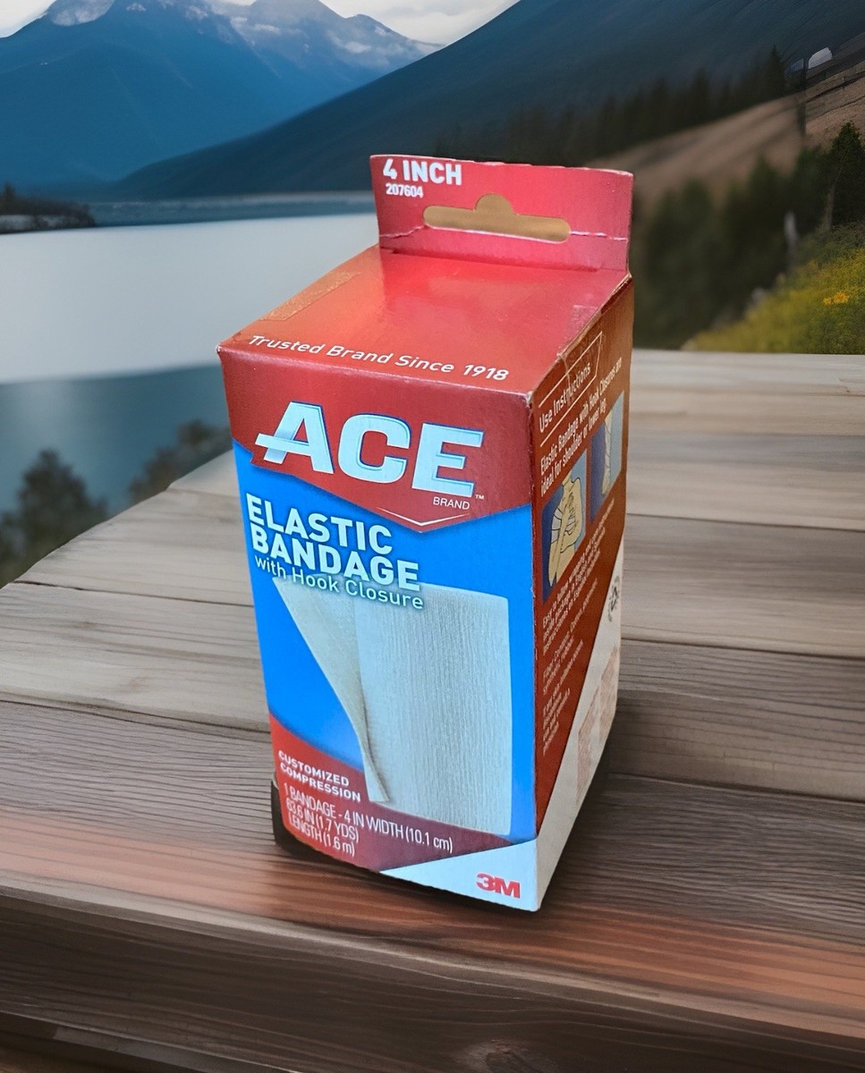 Ace 3M 4 Inch Elastic Bandage w Hook Closure 4” Compression Wrap