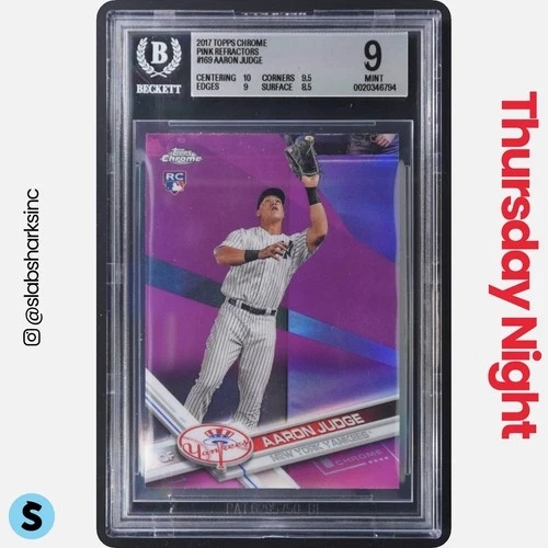 2017 TOPPS CHROME #169 AARON JUDGE PINK REFRACTOR RC ROOKIE BGS 9