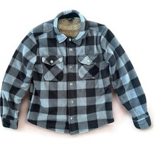 Eddie Bauer Boys Sherpa Lined Shirt Jacket Buffalo Plaid Size 10 Size 12