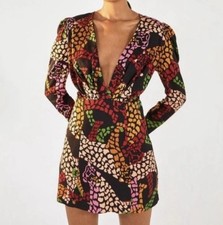 Farm Rio Women’s Size XL Black leopard Mini Dress Anthroplogie Animal