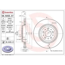 2x Bremsscheibe BREMBO 09.N455.51 passend für TESLA