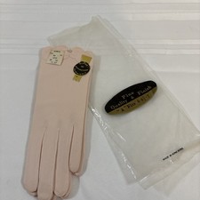 Vintage New NOS Unworn Pale Pink Cotton 8" Gloves- Sz 6-6 1/2 Made In Hong Kong
