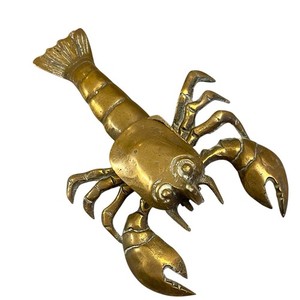ANTIQUE BRASS FIGURAL LOBSTER or CRAY FISH MATCH SAFE Some Wear