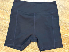Girls Black High Waist Biker Yoga Shorts Pockets Size 11-12 Athletic New