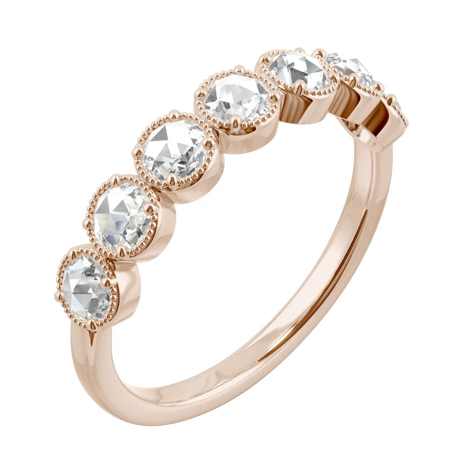 Banda redonda de oro rosa de 14 quilates de Charles & Colvard corte rosa talla 6 Foto 2 de 4