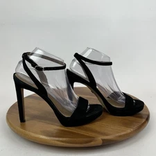 New Womens Sam Edelman Jade Black Suede Platform Open Toe Heels Shoes Size 9 M