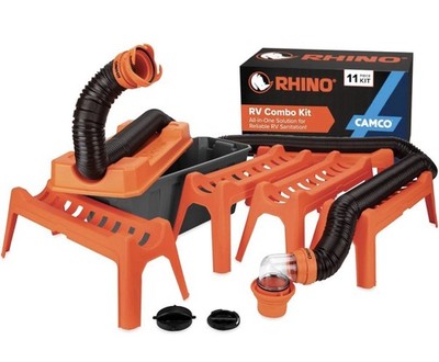 Camco Rhino Ultimate 20 Ft RV Sewer Hose Kit 11 Piece with Storage Box