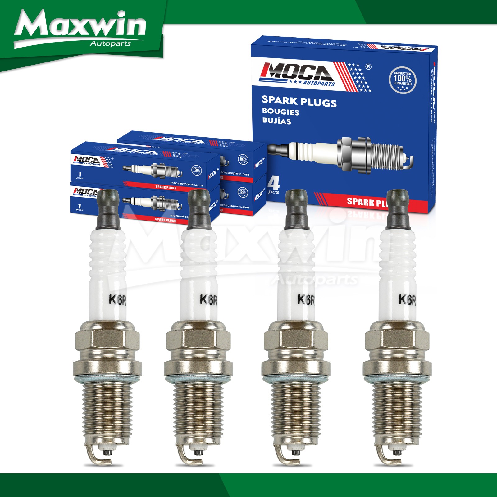 4X Spark Plugs Fit Hyundai Kia Mazda Mitsubishi Nissan Subaru Suzuki Toyota