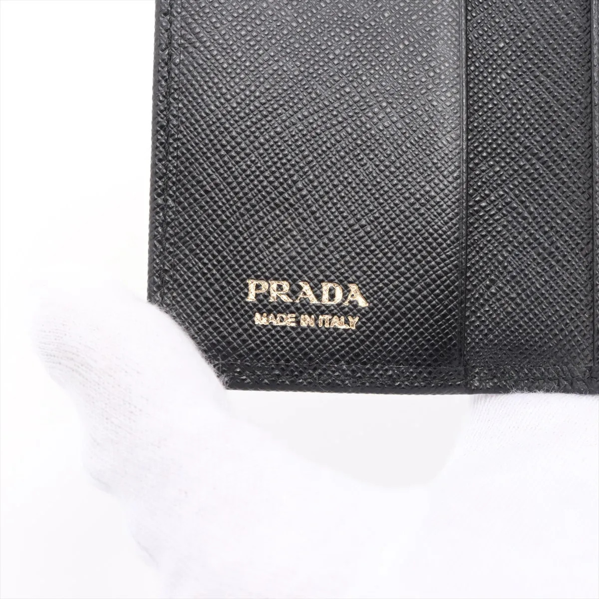 Prada Saffiano Metal 1PG004 Leather Key Case Black thumbnail 5