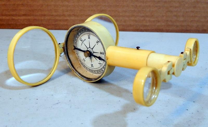 Vtg Celluloid Fully Adjustable Folding Compass/Binoculars/Mirror Mid Cent 1900s