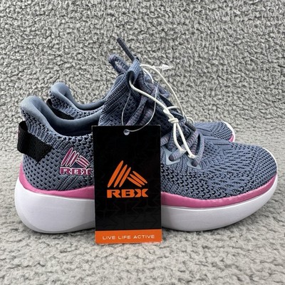 RBX Girls Shoes Gray Pink Lace Up Athletic Sneakers EF9960 Size 13