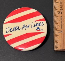 Delta Air Lines Button Pin Vintage Red White Stripes Blue Logo