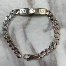 GUCCI Signature GG TAG Bracelet Silver 925 Link Italian-Made