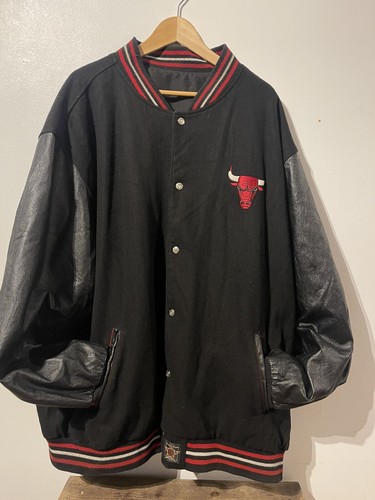 Vtg 90’s Chicago Bulls JH Design Leather Wool Varsity Reversible Jacket Sz 6XL