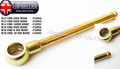 Straight Long Neck Banjo Fitting M12 Banjo for 8mm Hose 4/" Long Neck STEEL BZP