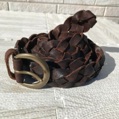 RRLブラウン 編み込みレザーベルト　36インチ RRLブラウン 編み込みレザーベルト 36インチ ダブルアールエル