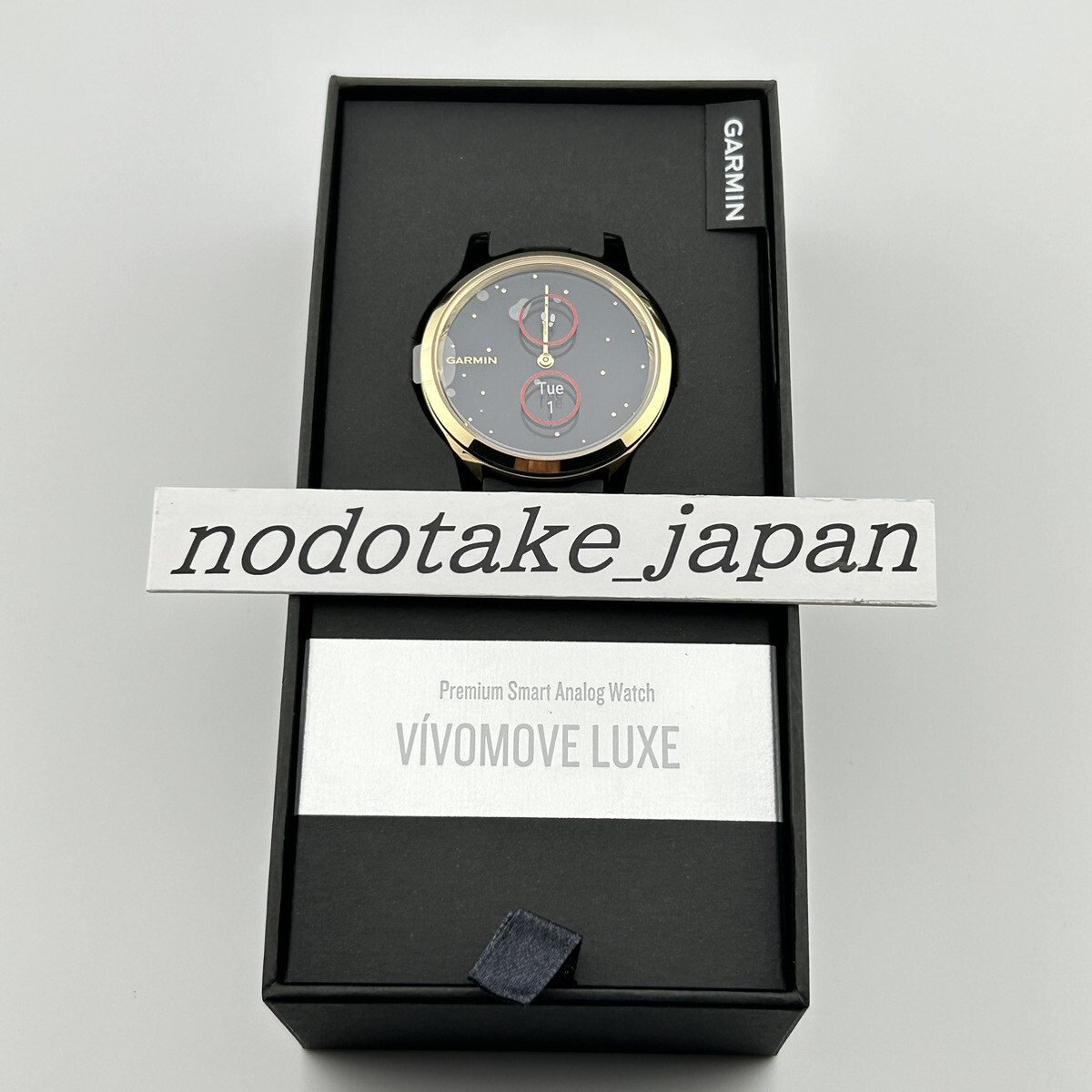 Garmin Vivomove Luxe Smartwatch Black Embossed Leather 24K Garmin Vivomove Luxe Smartwatch Black Embossed Leather 24K