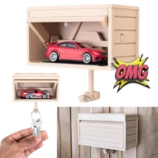 3D Car Garage Key Holder with Opening Door, Key Holder for Wall HOT (Black)