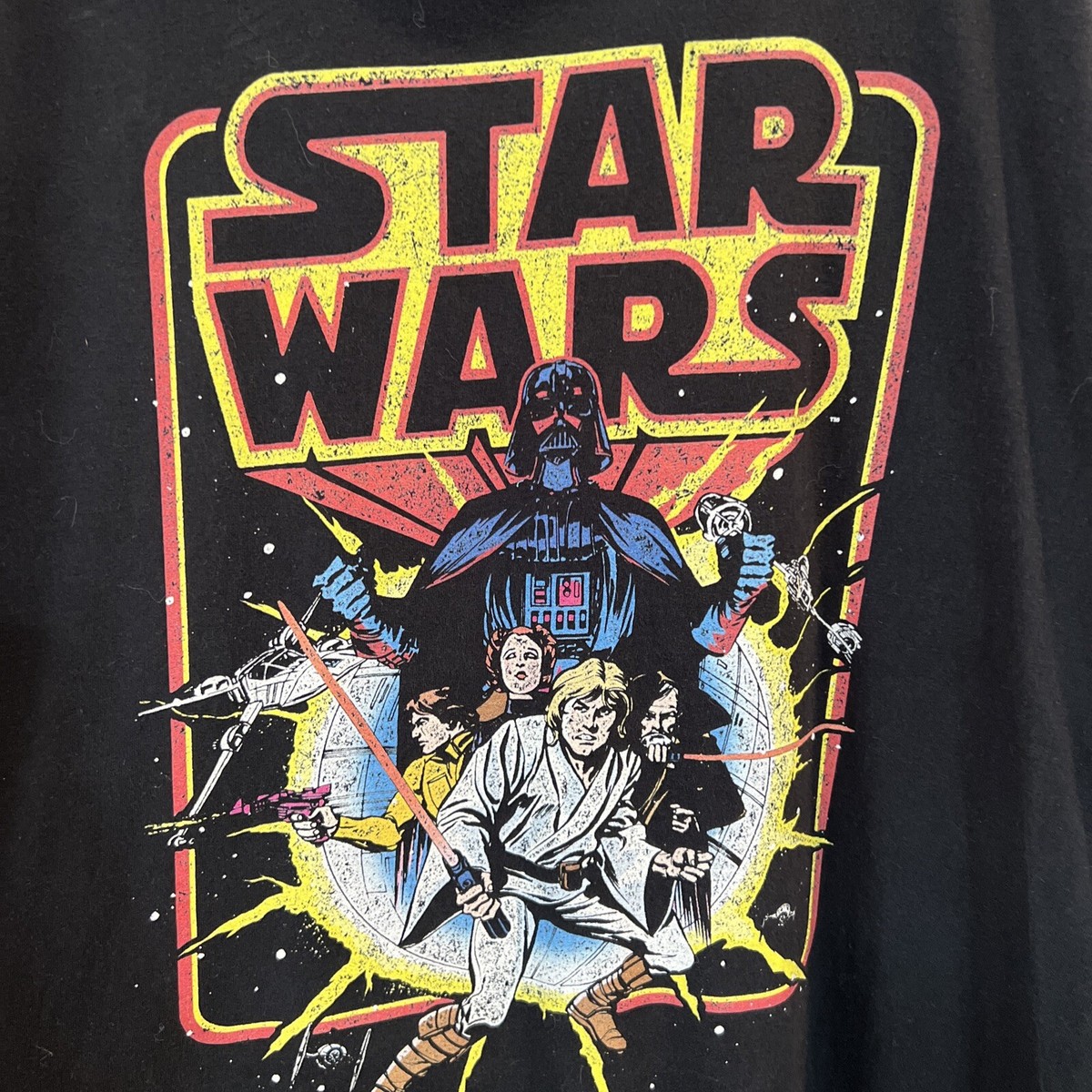 Star Wars black T-shirt vintage scene XXXL Luke Leia Darth Vader