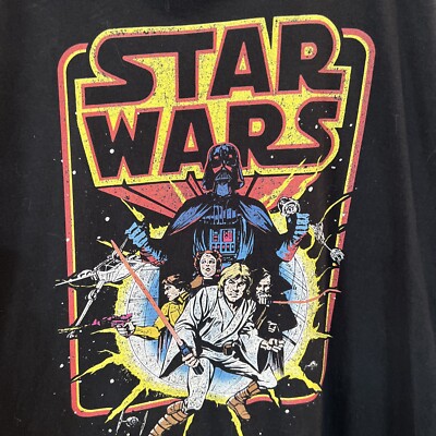 Star Wars black T-shirt vintage scene XXXL Luke Leia Darth Vader