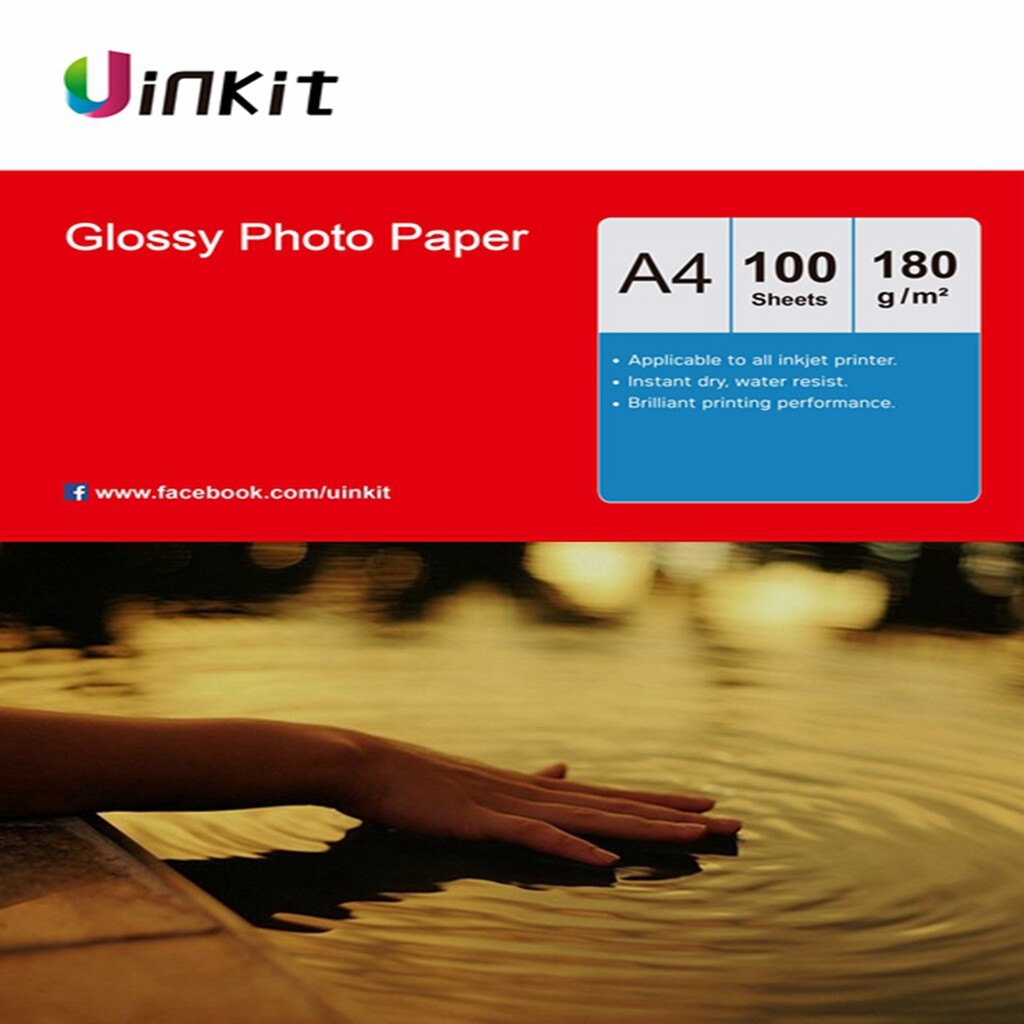A4 Photo Paper High Glossy - 100Sheets 180Gsm Inkjet Printing Paper Uinkit
