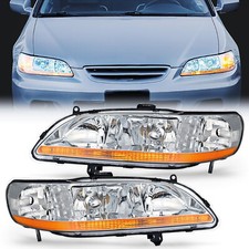 Chrome Housing Amber Reflector Headlight Assembly Replacement Fits 98-02 Accord Chrome Housing Amber Reflector Headlight Assembly Replacement Fits 98-02 Accord