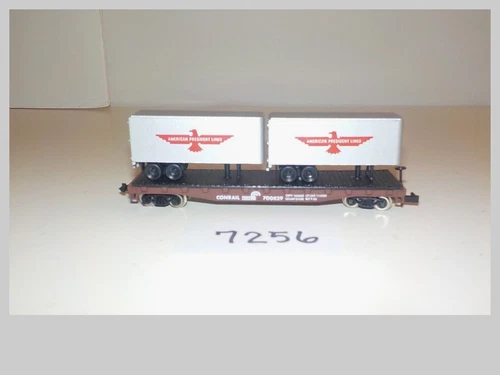 Atlas 3753 N Conrail 50' Flat Car w/American President Lines Trailers CR #700829