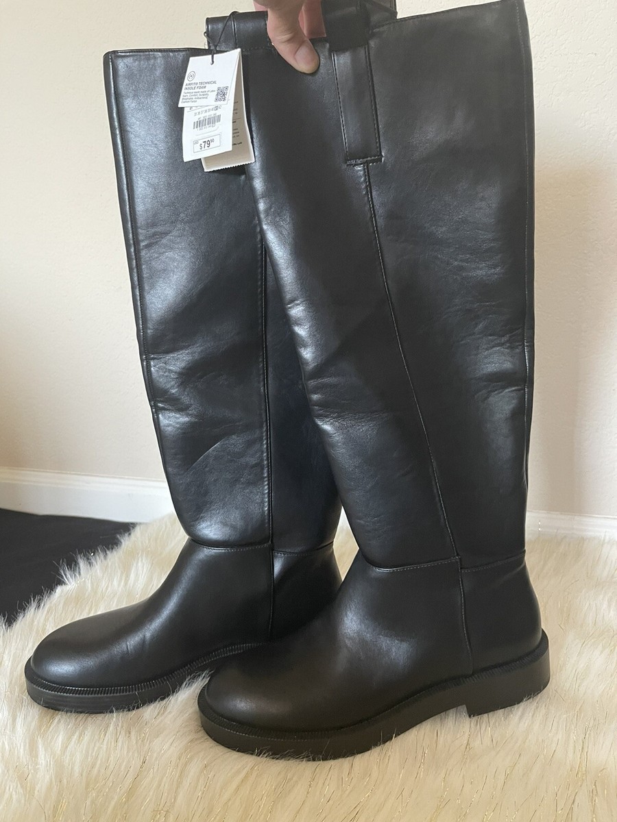 knee high black boots zara
