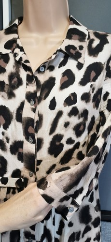 Mint Velvet dress Safari Animal Leopard Audrey button down Brown Uk 8 S - Picture 9 of 11