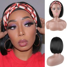 Short Straight Bob Headband Wigs for Black Women Synthetic Bob Headband Wigs USA