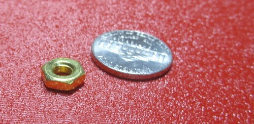 Brass Hex Nut, RH, 10-32 x 3/8" W x 1/8" Height. -100 Pcs - Picture 5 of 12