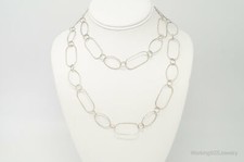 Long Designer Silpada Oval Link Textured Sterling Silver Necklace