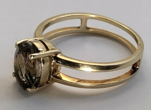 1.60ct Vintage 14k Yellow Gold Smoky Quartz Ring Sz5 - Picture 5 of 8